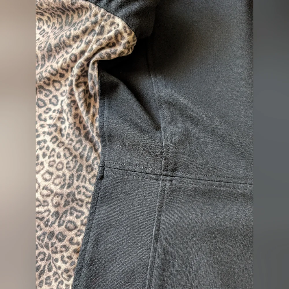 Chico's Black Jacket With Animal Print And Faux Leather